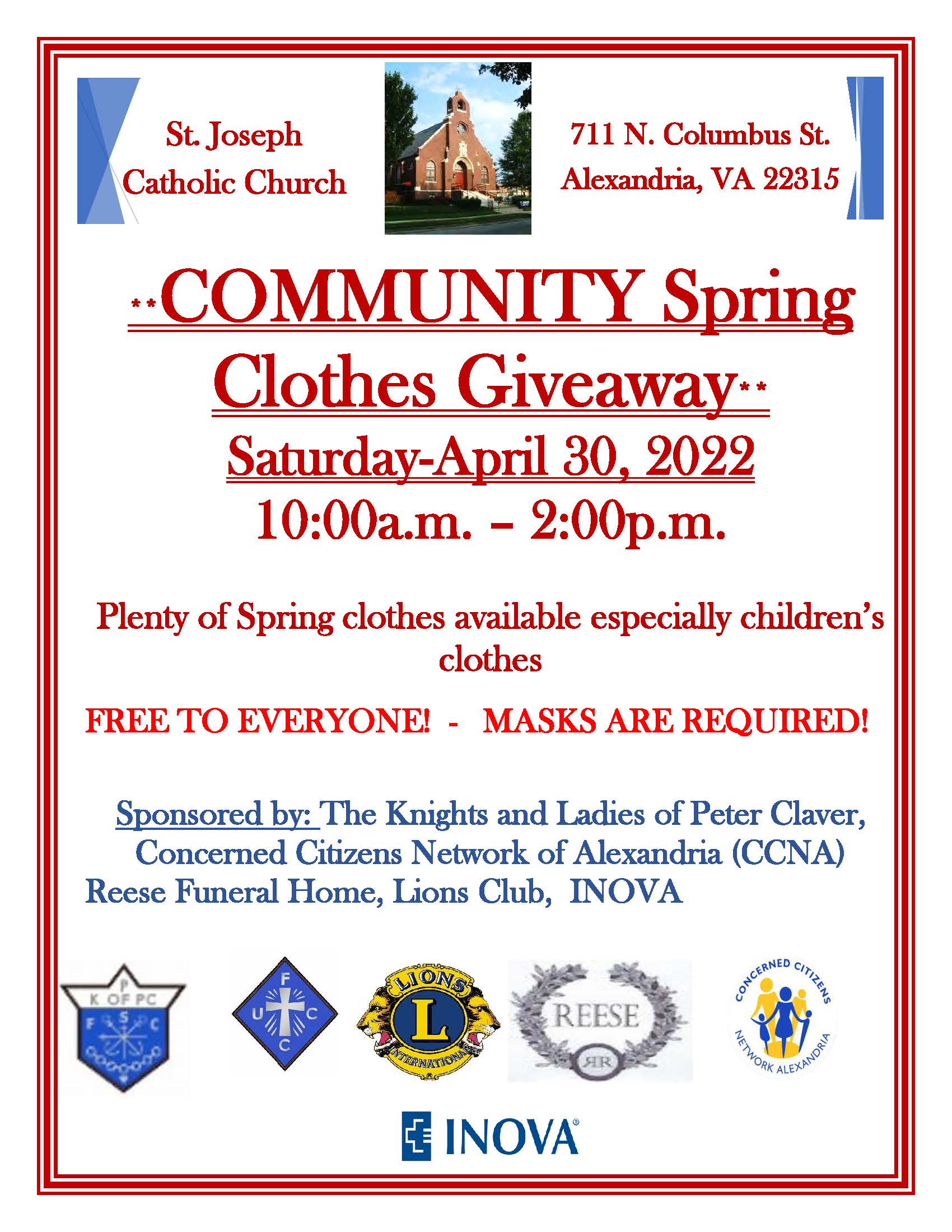 Community Spring Clothes Giveaway this Saturday, April 30th